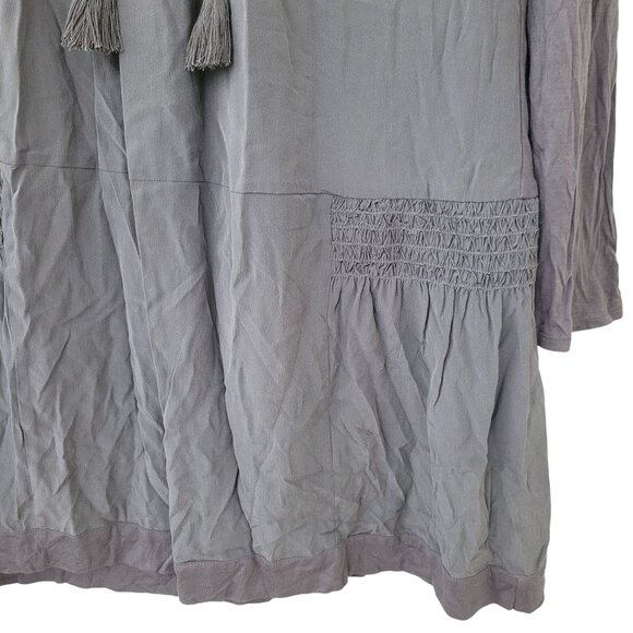 Calypso St. Barth Gray Silk Drop Smocked Waist Gatsby Dress Size M Tassel Ties - Picture 5 of 7